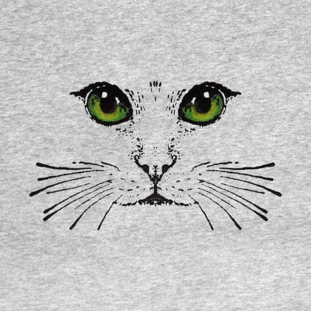 Cat Face Green eyes Whiskers by DeerSpiritStudio